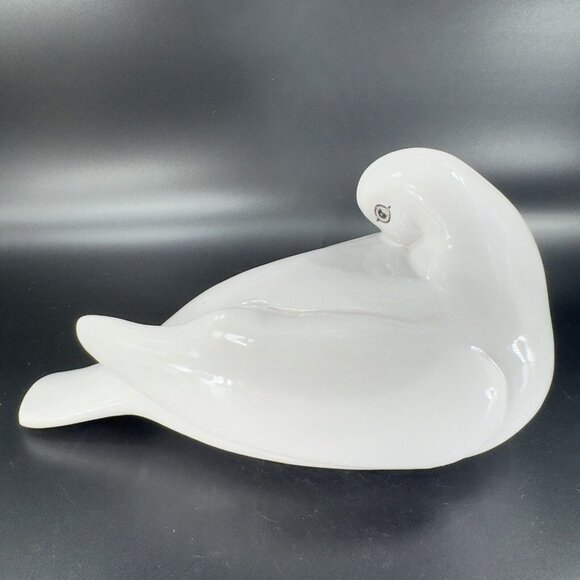 Italian Art Pottery Ruffled Fluffy Dove Large Hand Painted Pigeon Bird Marked - Picture 12 of 16